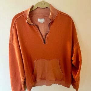 aerie Rust Orange Quarter-Zip Pullover Sweatshirt